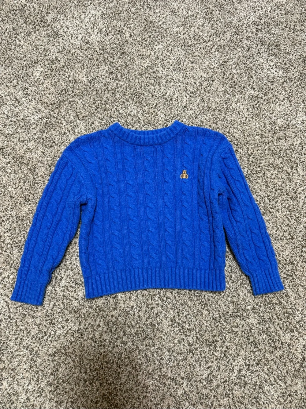 BABY GAP Blue Cable Knit Sweater with Bear Patch 2T